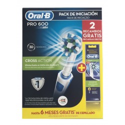 Oral B PRO 600 CrossAcion pack cepillo de dientes eléctrico + 2 recambios